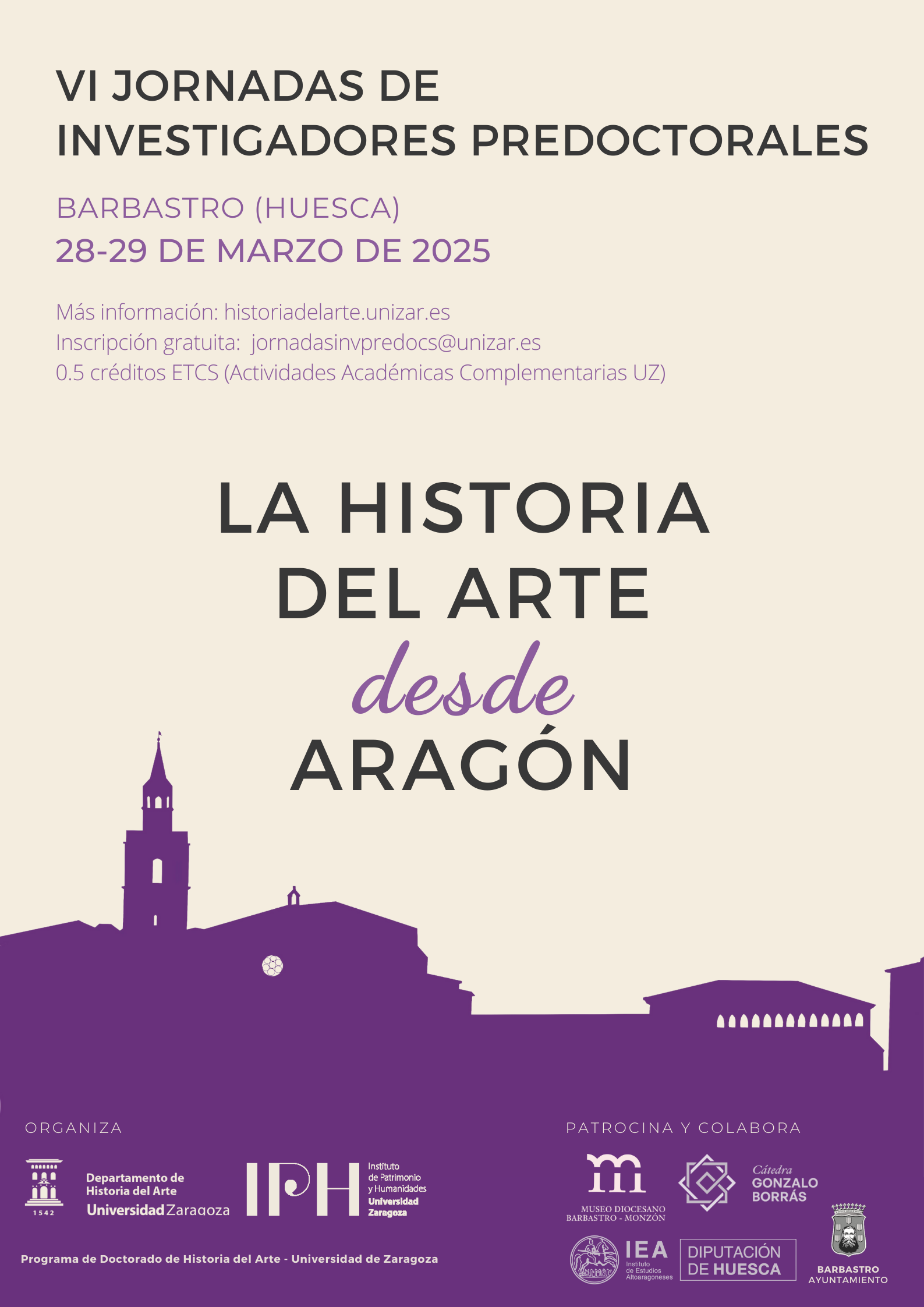 Cartel VI Jornadas Predoctorales Historia del Art Univ. Zaragoza - Barbastro